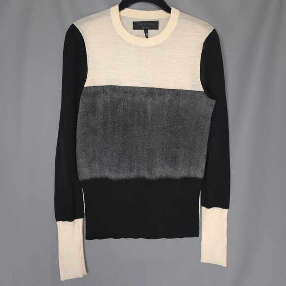rag & bone Sweaters - RAG & BONE Women's Top Sweater SMALL Colorblock Wool Blend Knit Pullover Crew